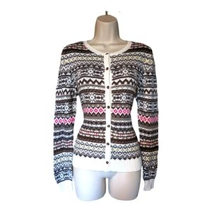 Eddie Bauer Fair Isle Cardigan Size Medium